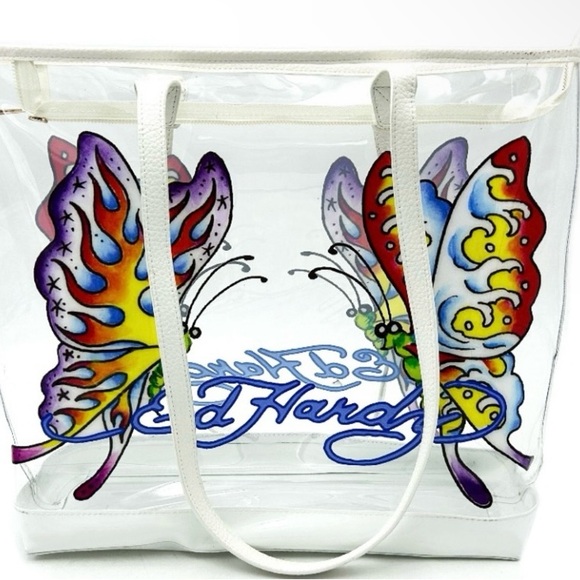 Ed Hardy Handbags - NWT Ed Hardy Butterfly Clear PVC Tote Bag MSRP $159